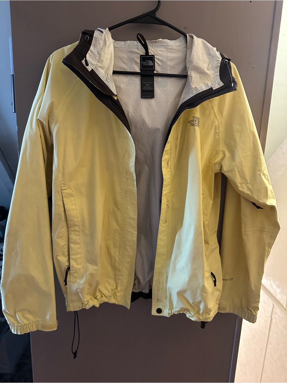 The North Face Women's Pale Yellow Hooded Rain Jacket